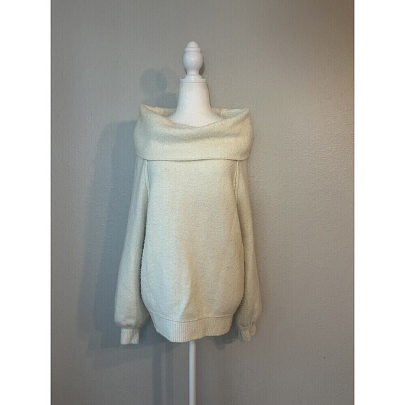 Free People Cowl Neck Pearl White Long Sleeve Sweater Small - Picture 1 of 7